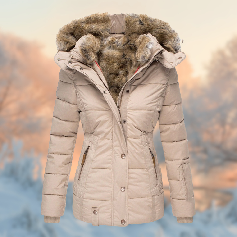 Women's Fur-Lined Winter Jacket - Warm, Stylish, and Windproof for Cold Weather