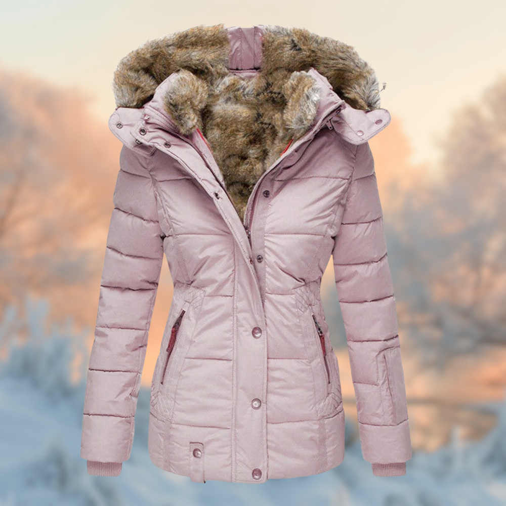 Women's Fur-Lined Winter Jacket - Warm, Stylish, and Windproof for Cold Weather