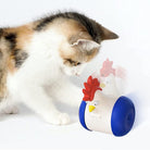 Interactive cat toy with chicken design and laser feature, engaging pet accessory for playful cats. Perfect for indoor entertainment and exercise.