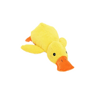 Yellow plush duck toy with textured fabric and orange beak, perfect for kids and pet play. Soft stuffed animal, ideal gift for toddlers and babies.