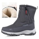 Men's gray winter boots with plush lining, durable rubber sole, and side zipper. Ideal for cold weather, snow, and outdoor activities.