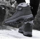 Men's waterproof outdoor hiking boots with non-slip soles, ankle support, and durable design, perfect for winter trekking and rugged terrain.