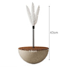 Cat toy with feathers on a spring, 43cm tall, 19cm base diameter. Interactive pet play accessory, durable design, perfect for feline entertainment.