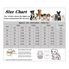 Shiba Inu size chart for dog apparel, featuring measurements in cm and inches for back, chest, neck, and weight. Includes XS to XXL sizes.