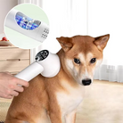 Dog receiving massage with handheld pet massager; features LED display and rotating nodes. Ideal for pet relaxation and muscle relief.