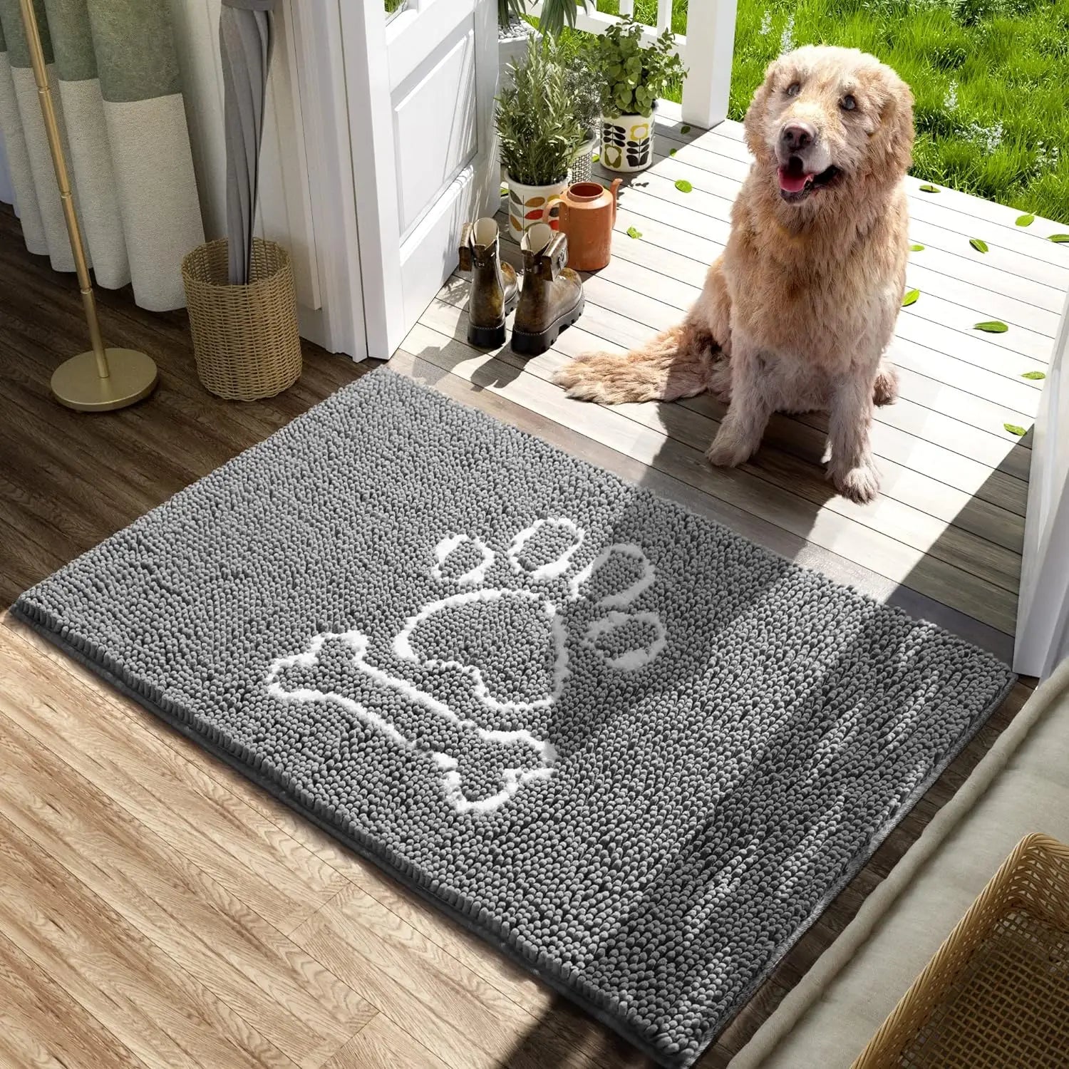 Absorbent Paw Print Dog Doormat – Stylish, Durable, and Perfect for Keeping Floors Clean