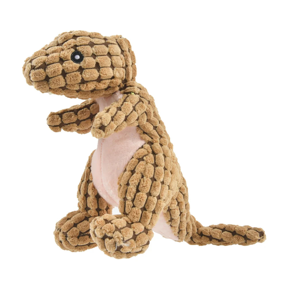 Plush pangolin toy with textured brown scales and a soft pink belly, standing upright. Perfect for kids, eco-friendly stuffed animal, unique gift.