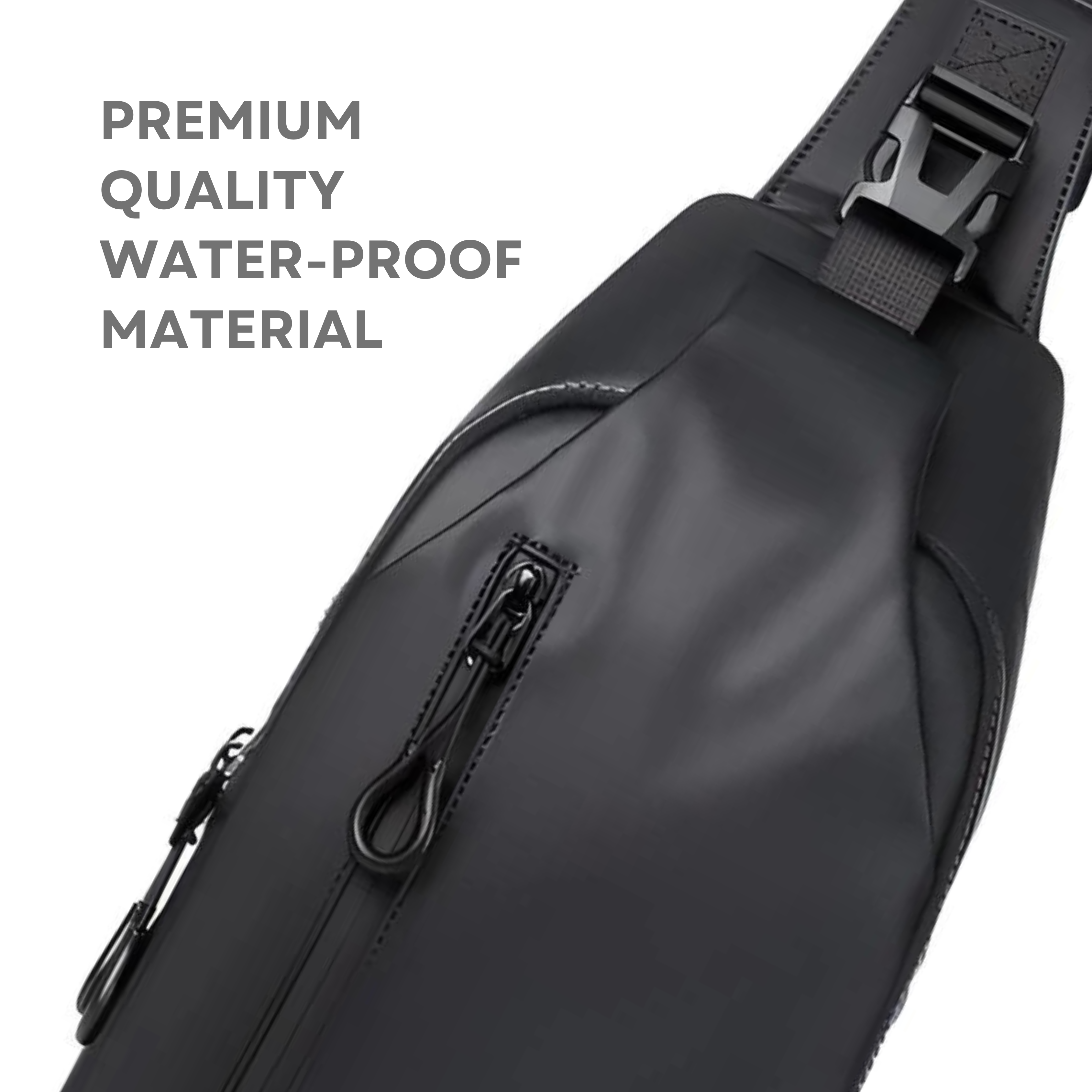 Waterproof anti-theft shoulder bag in sleek black design, featuring durable zippers and premium quality material. Ideal for secure travel and daily use.