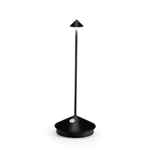 Sleek black modern LED desk lamp with minimalist design, touch control, and adjustable height. Ideal for home office lighting and contemporary decor.