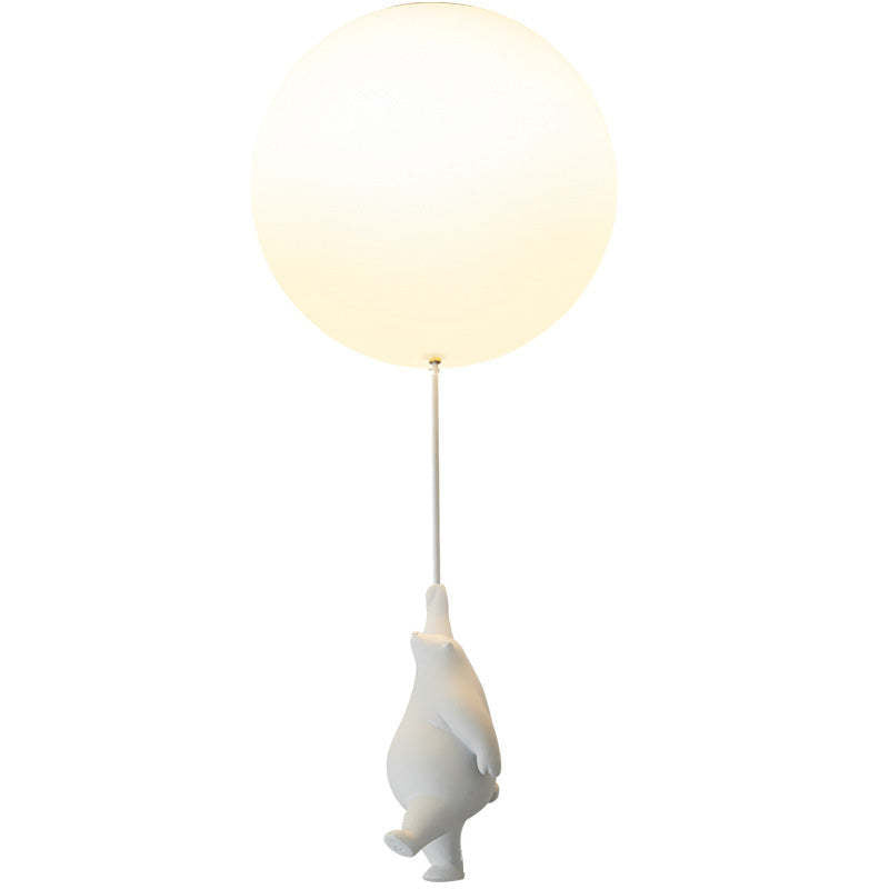 Modern polar bear balloon lamp with soft white glow, minimalist design, unique home decor, energy-efficient LED lighting, playful aesthetic.