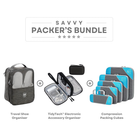 Savvy Packer's Bundle: Travel Shoe Organizer, TidyTech Electronic Accessory Organizer, Compression Packing Cubes. Ideal for efficient travel packing.