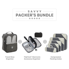 Savvy Packer's Bundle: Travel Shoe Organizer, TidyTech Electronic Accessory Organizer, Compression Packing Cubes. Ideal for efficient travel packing.