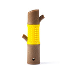 Durable dog chew toy shaped like a tree branch with a textured yellow center, designed for dental health and interactive play.