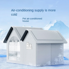 Insulated pet house with air-conditioning, featuring a snowflake design, ideal for keeping pets cool in summer. Durable, portable, and weather-resistant.