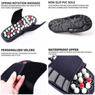 Acupressure massage slippers with spring rotation beads, non-slip PVC sole, personalized Velcro, and waterproof upper for foot therapy and comfort.