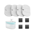 Water fountain filter set with four white replacement filters and four black sponges, designed for pet water dispensers, ensuring clean hydration.