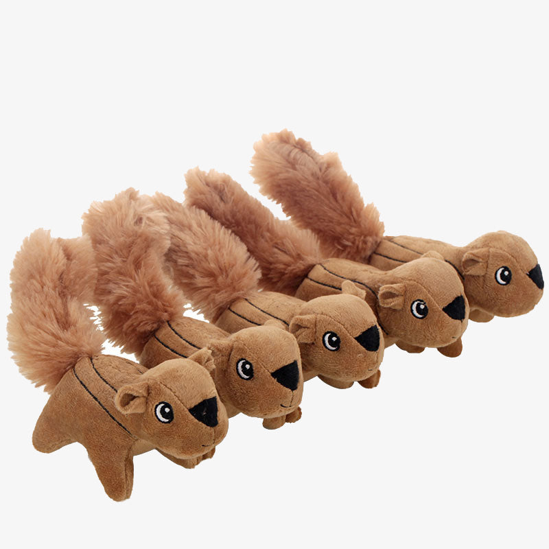 Plush squirrel dog toys with fluffy tails, perfect for pet enrichment and interactive play. Durable, soft, and ideal for dogs and cats.