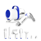 Pet grooming vacuum kit with blue and white design, featuring multiple attachments for efficient pet hair removal and cleaning. Ideal for home use.