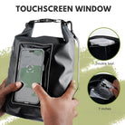 Waterproof phone pouch with touchscreen window, double seal, and 7-inch capacity. Ideal for outdoor activities, ensuring phone protection.