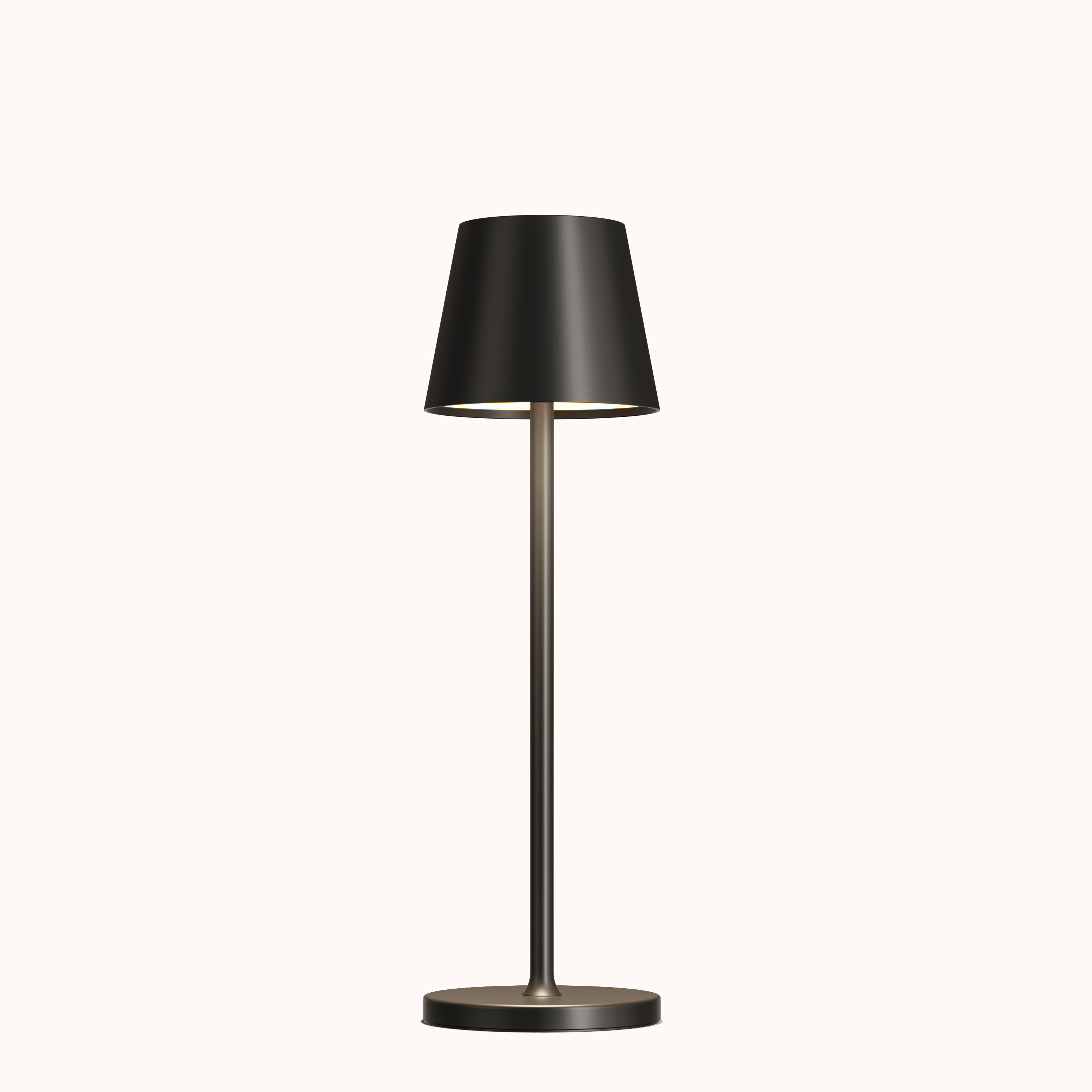 Sleek black modern table lamp with a minimalist design, featuring a cylindrical base and shade, perfect for contemporary home decor lighting.