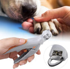 Pet nail clipper with LED light, safety guard, and ergonomic handle for precise dog grooming. Ideal for trimming pet nails safely and efficiently.