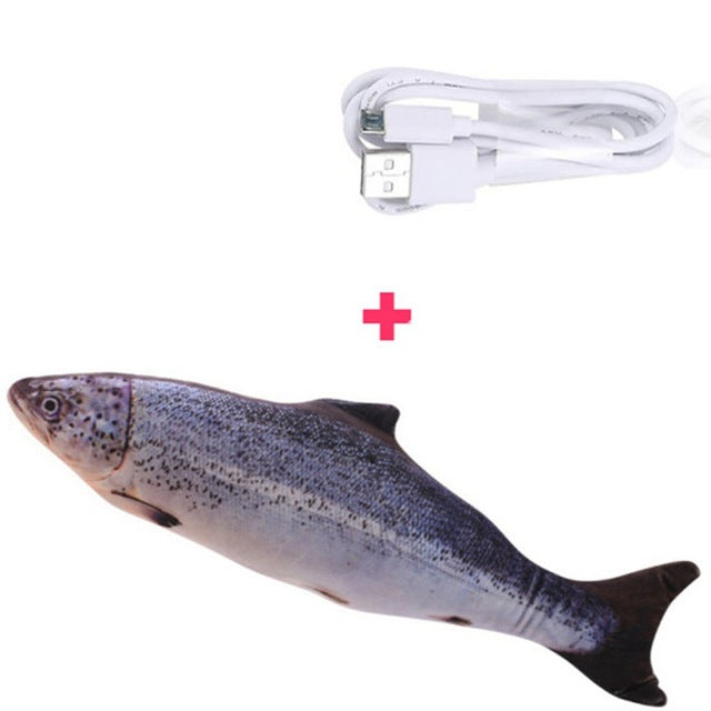 Realistic fish-shaped USB flash drive with USB cable, novelty tech gadget, unique gift idea, high-speed data storage, quirky office accessory.