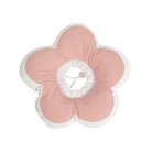 Pink flower-shaped baby bath cushion with white edges, designed for infant comfort and safety. Ideal for newborn bathing support.