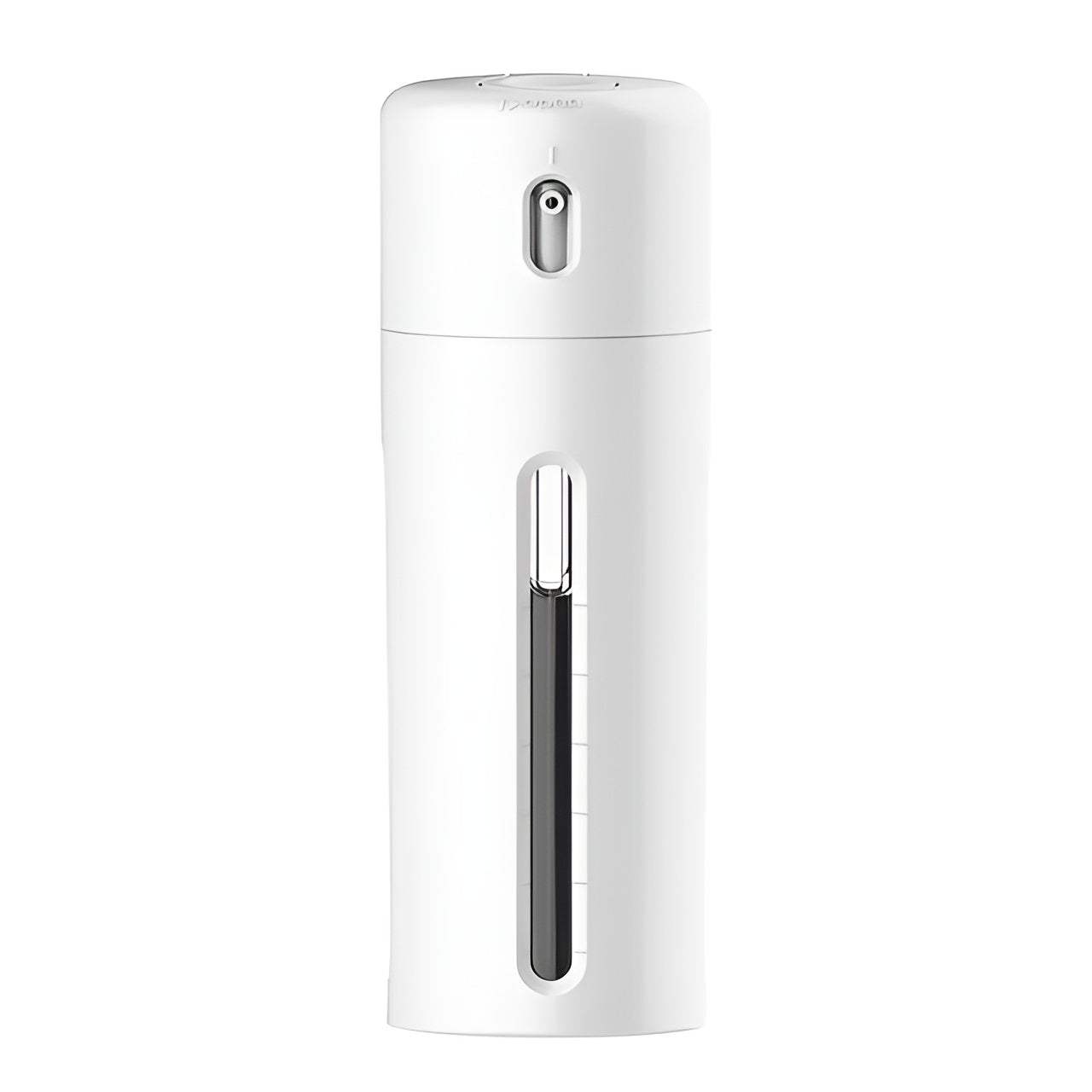 Sleek white automatic soap dispenser with visible liquid level indicator, touchless sensor technology, and modern design for kitchen or bathroom use.