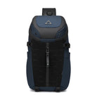 Sleek black and blue tactical backpack with multiple compartments, durable material, and ergonomic design. Ideal for travel, hiking, and outdoor adventures.