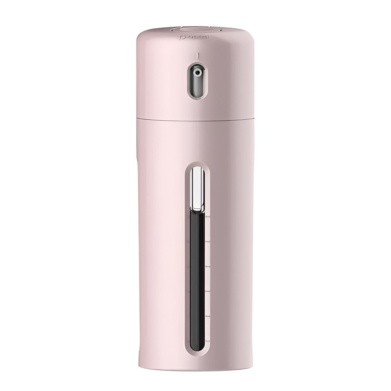 Sleek pink automatic soap dispenser with visible liquid level indicator, touchless sensor technology, ideal for modern bathrooms and kitchens.