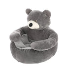 Gray teddy bear plush chair for kids, featuring soft fabric and a cozy design. Ideal for children's bedrooms or playrooms. Perfect toddler seating.