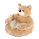 Plush teddy bear chair in khaki color, perfect for kids' room decor. Soft, cozy seating option for children. Ideal gift for toddlers and young kids.